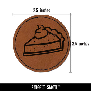 Slice of Pumpkin Pie Round Iron-On Engraved Faux Leather Patch Applique - 2.5"