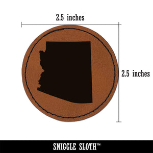 Arizona State Silhouette Round Iron-On Engraved Faux Leather Patch Applique - 2.5"