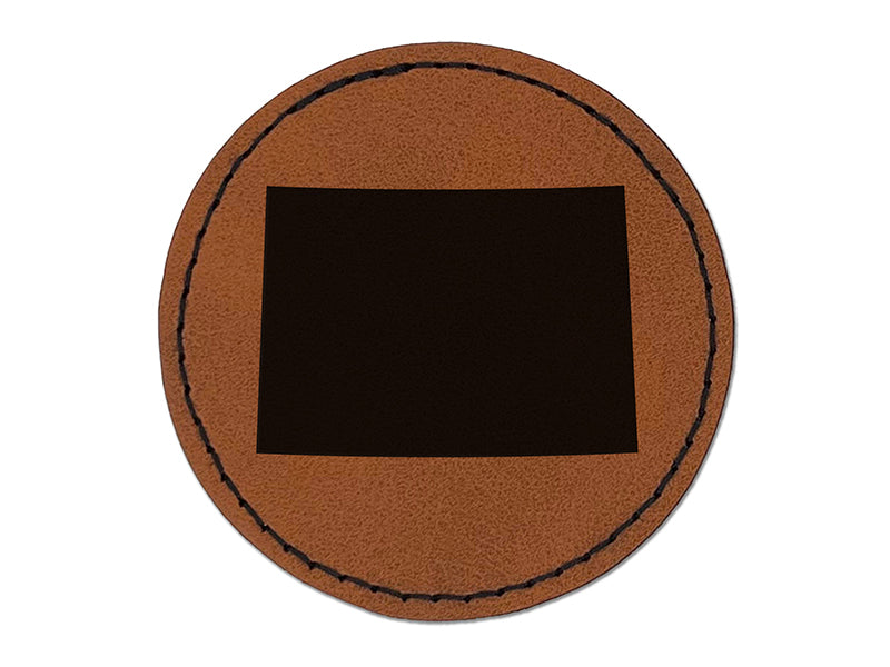 Colorado State Silhouette Round Iron-On Engraved Faux Leather Patch Applique - 2.5"