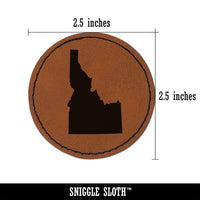 Idaho State Silhouette Round Iron-On Engraved Faux Leather Patch Applique - 2.5"