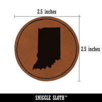 Indiana State Silhouette Round Iron-On Engraved Faux Leather Patch Applique - 2.5"