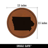 Iowa State Silhouette Round Iron-On Engraved Faux Leather Patch Applique - 2.5"