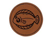 Kawaii Dab Fish Round Iron-On Engraved Faux Leather Patch Applique - 2.5"
