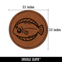 Kawaii Dab Fish Round Iron-On Engraved Faux Leather Patch Applique - 2.5"