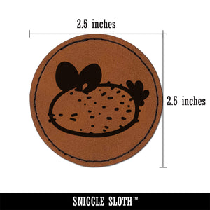 Kawaii Sea Bunny Slug Round Iron-On Engraved Faux Leather Patch Applique - 2.5"