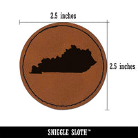 Kentucky State Silhouette Round Iron-On Engraved Faux Leather Patch Applique - 2.5"