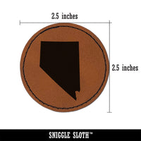 Nevada State Silhouette Round Iron-On Engraved Faux Leather Patch Applique - 2.5"