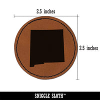 New Mexico State Silhouette Round Iron-On Engraved Faux Leather Patch Applique - 2.5"