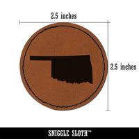 Oklahoma State Silhouette Round Iron-On Engraved Faux Leather Patch Applique - 2.5"