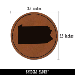 Pennsylvania State Silhouette Round Iron-On Engraved Faux Leather Patch Applique - 2.5"