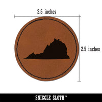 Virginia State Silhouette Round Iron-On Engraved Faux Leather Patch Applique - 2.5"