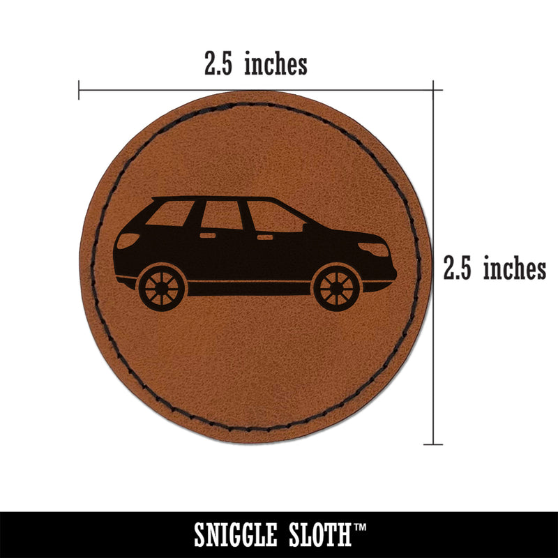 Automobile Car SUV Vehicle Round Iron-On Engraved Faux Leather Patch Applique - 2.5"