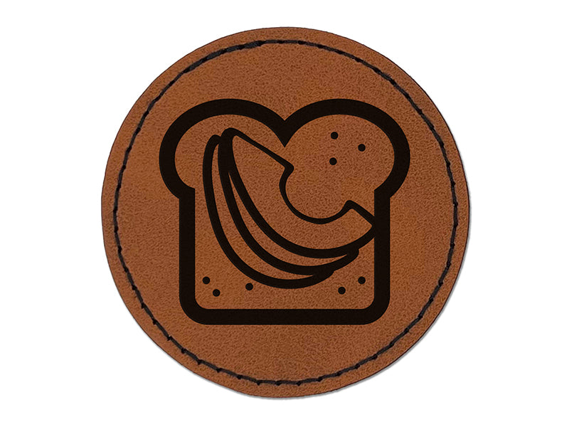 Avocado Toast Bread Round Iron-On Engraved Faux Leather Patch Applique - 2.5"