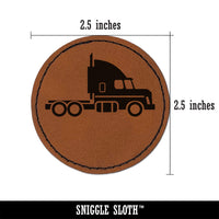 Big Rig Mac Semi Truck Round Iron-On Engraved Faux Leather Patch Applique - 2.5"