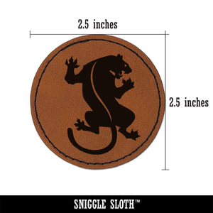 Black Panther Round Iron-On Engraved Faux Leather Patch Applique - 2.5"