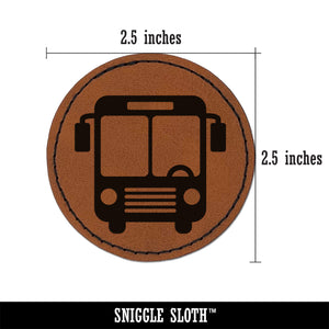 City Bus Stop Public Transportation icon Round Iron-On Engraved Faux Leather Patch Applique - 2.5"