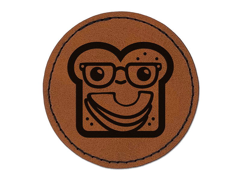 Cute and Kawaii Hipster Avocado Toast Bread Round Iron-On Engraved Faux Leather Patch Applique - 2.5"