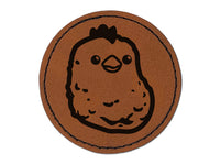 Cute Chicken Nugget Round Iron-On Engraved Faux Leather Patch Applique - 2.5"