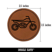 Dirt Bike Off-road Motorcycle Vehicle Round Iron-On Engraved Faux Leather Patch Applique - 2.5"