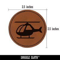 Helicopter Aircraft Chopper Round Iron-On Engraved Faux Leather Patch Applique - 2.5"