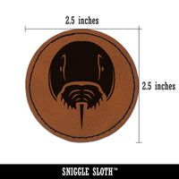 Horseshoe Crab Round Iron-On Engraved Faux Leather Patch Applique - 2.5"