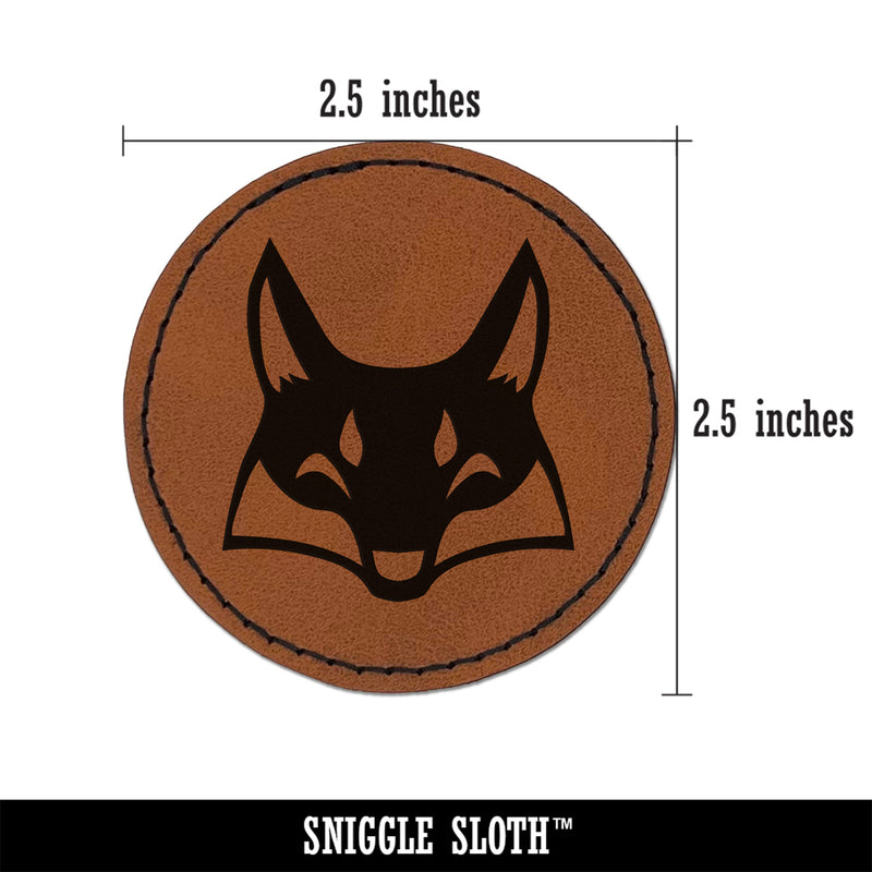 Mischievous Fox Face Round Iron-On Engraved Faux Leather Patch Applique - 2.5"