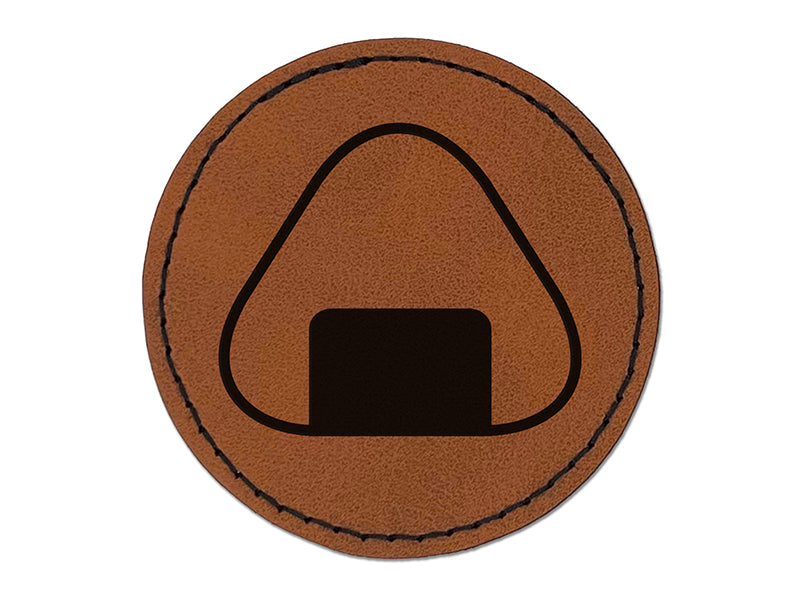 Onigiri Rice Ball Round Iron-On Engraved Faux Leather Patch Applique - 2.5"