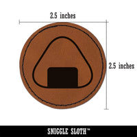 Onigiri Rice Ball Round Iron-On Engraved Faux Leather Patch Applique - 2.5"
