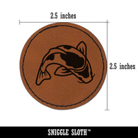 Spotted Koi Fish Round Iron-On Engraved Faux Leather Patch Applique - 2.5"