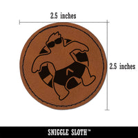 Summer Man in Swimsuit Floating Round Iron-On Engraved Faux Leather Patch Applique - 2.5"