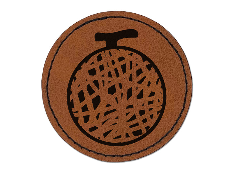 Sweet Honeydew Melon Fruit Round Iron-On Engraved Faux Leather Patch Applique - 2.5"