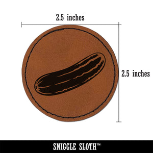 Vegetable Cucumber Round Iron-On Engraved Faux Leather Patch Applique - 2.5"