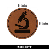 Microscope Biology Science Round Iron-On Engraved Faux Leather Patch Applique - 2.5"