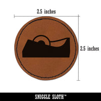 Tape Dispenser Roll Round Iron-On Engraved Faux Leather Patch Applique - 2.5"