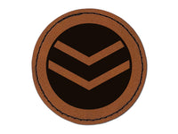 Chevron Arrow in Circle Round Iron-On Engraved Faux Leather Patch Applique - 2.5"