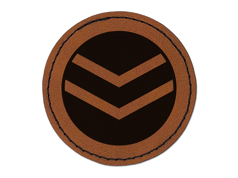 Chevron Arrow in Circle Round Iron-On Engraved Faux Leather Patch Applique - 2.5"