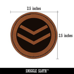 Chevron Arrow in Circle Round Iron-On Engraved Faux Leather Patch Applique - 2.5"