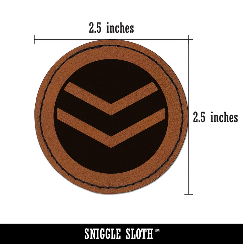 Chevron Arrow in Circle Round Iron-On Engraved Faux Leather Patch Applique - 2.5"