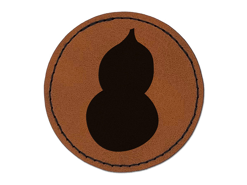 Gourd Squash Solid Fall Thanksgiving Round Iron-On Engraved Faux Leather Patch Applique - 2.5"