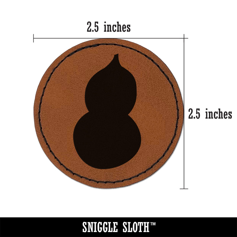 Gourd Squash Solid Fall Thanksgiving Round Iron-On Engraved Faux Leather Patch Applique - 2.5"