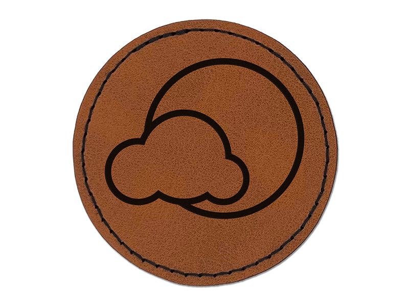 Partly Cloudy Weather Round Iron-On Engraved Faux Leather Patch Applique - 2.5"
