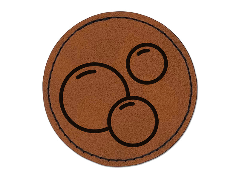 Soap Bubbles Round Iron-On Engraved Faux Leather Patch Applique - 2.5"