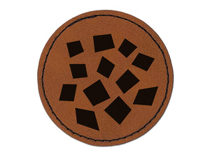 Square Sprinkles Confetti Party Background Round Iron-On Engraved Faux Leather Patch Applique - 2.5"