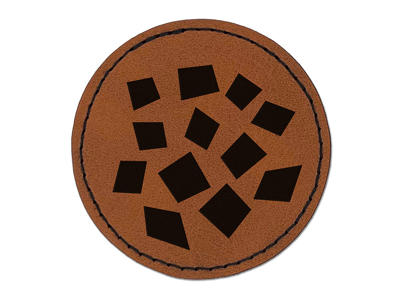 Square Sprinkles Confetti Party Background Round Iron-On Engraved Faux Leather Patch Applique - 2.5"