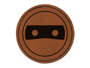 Masked Head Emoticon Round Iron-On Engraved Faux Leather Patch Applique - 2.5"
