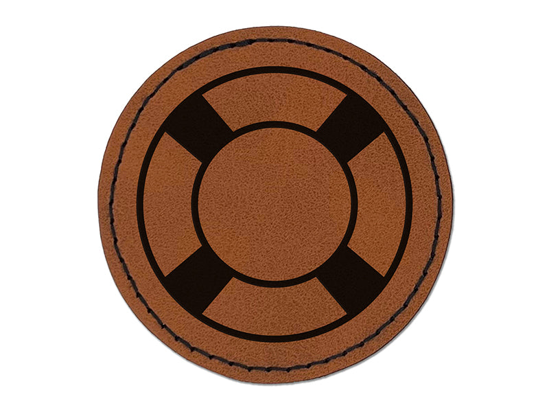 Nautical Lifesaver Round Iron-On Engraved Faux Leather Patch Applique - 2.5"