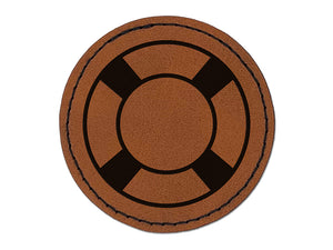 Nautical Lifesaver Round Iron-On Engraved Faux Leather Patch Applique - 2.5"