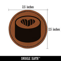 Sushi Roll with Heart Round Iron-On Engraved Faux Leather Patch Applique - 2.5"