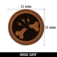 Broken Bone Injury Round Iron-On Engraved Faux Leather Patch Applique - 2.5"