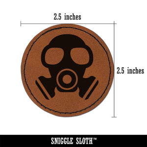 Chemical Gas Mask Ventilator Pandemic Round Iron-On Engraved Faux Leather Patch Applique - 2.5"